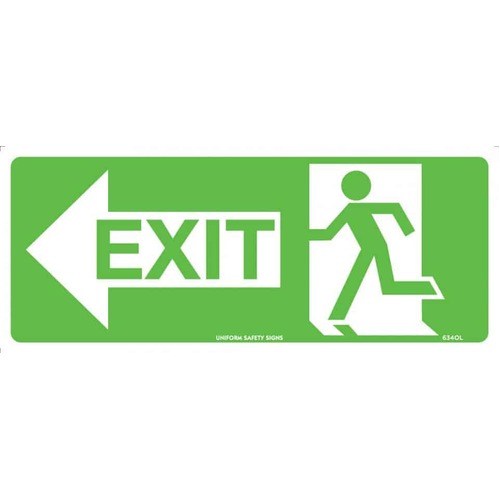 Sign Running Man with Exit & Left Arrow