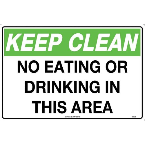 Sign Keep Clean No Eating Or Drinking In This Area