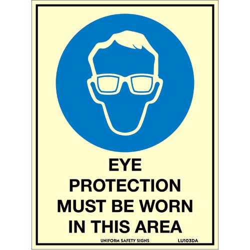 Luminous Self Adhesive Eye Protection Must Be Worn In This Area 180 x 240mm 