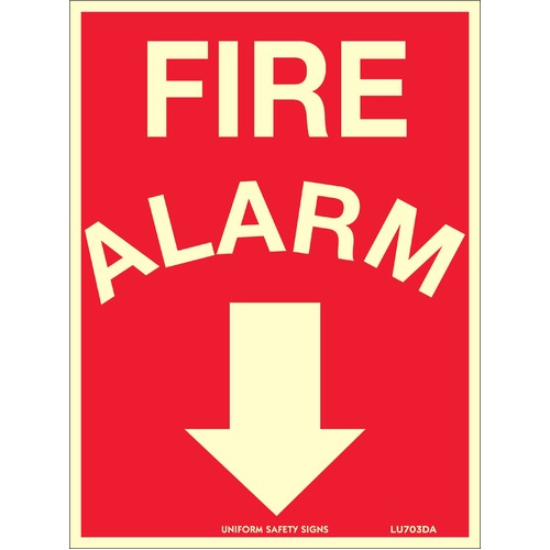 Luminous Self Adhesive Fire Alarm (Arrow Down) 180 x 240mm