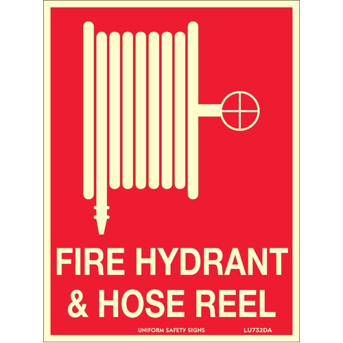 Luminous Self Adhesive Fire Hydrant & Hose Reel (With Picto) 180 x 240mm
