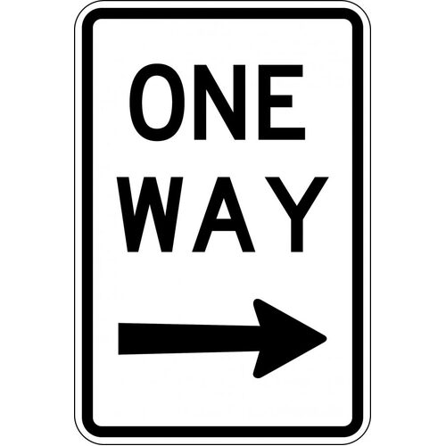 Sign One Way Right Arrow 600 x 450mm Metal