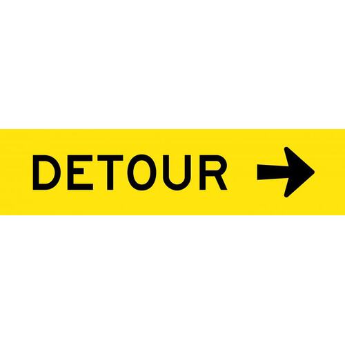 Sign Detour with Right Arrow 1200 x 300mm Corflute Class 1