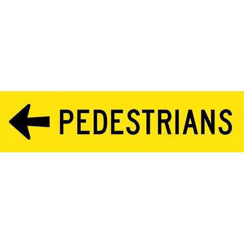 Sign Pedestrians with Left Arrow 1200 x 300mm Corflute Class 1