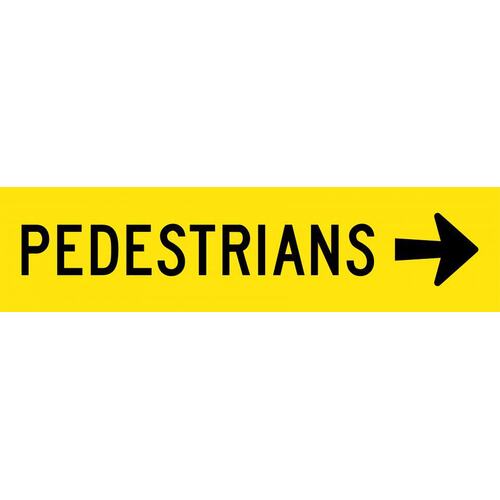 Sign Pedestrians with Right Arrow 1200 x 300mm Corflute Class 1