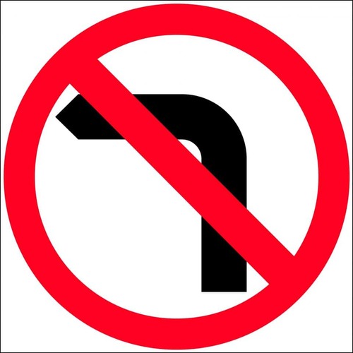 Sign No Left Turn Picto 600 x 600mm Corflute Class 1