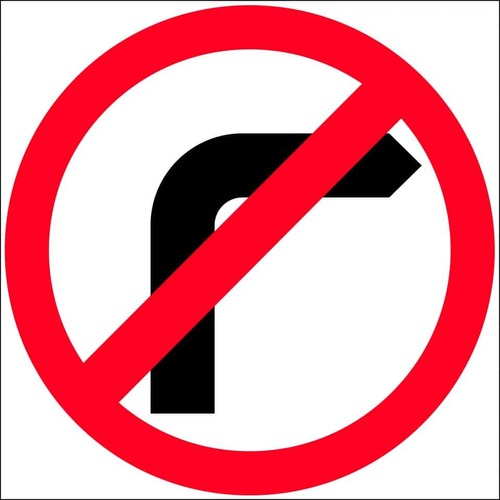 Sign No Right Turn Picto 600 x 600mm Corflute Class 1
