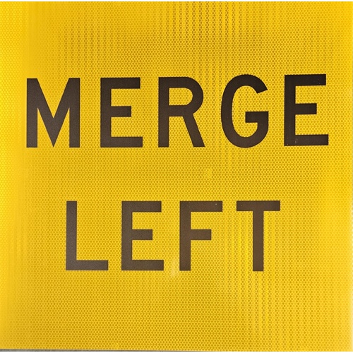 Sign Merge Left 600 x 600mm Corflute Class 1
