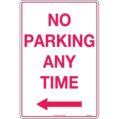 Sign No Parking Any Time (Double Arrow) 450 x 300mm Metal