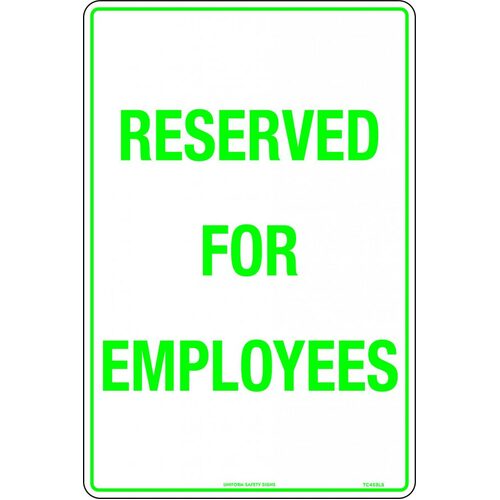 Sign Reserved For Employees 450 x 300mm Metal