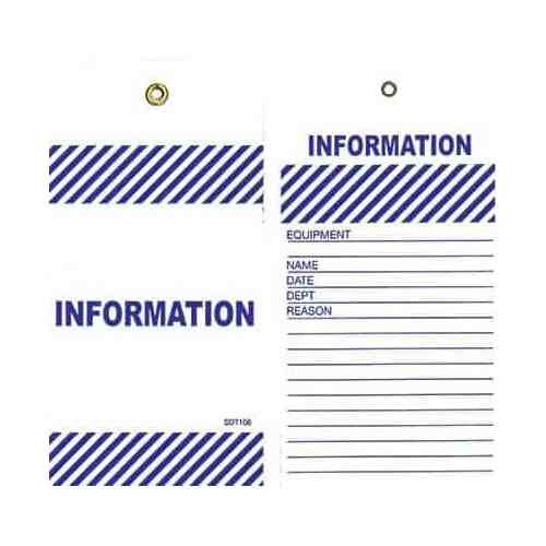 Tear Proof Tags 75 x 160mm Blue Information Packet of 25 - With String