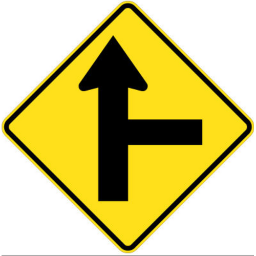 Sign Side Road Junction Right 600 x 600 CL1 Aluminium