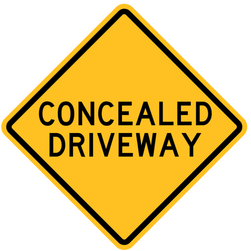 Sign Concealed Driveway 600 x 600 CL1 Aluminium