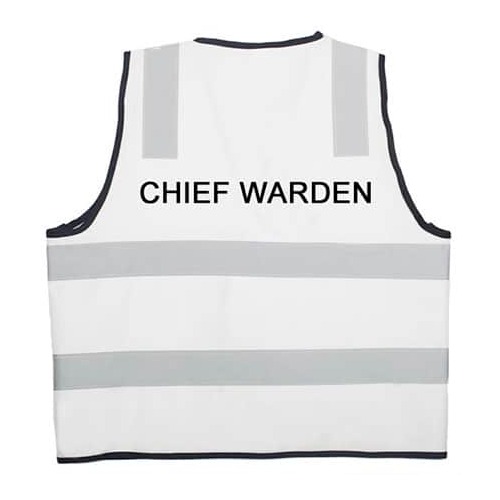 Chief Warden Vest White D/N with Reflective Tape - Size XL