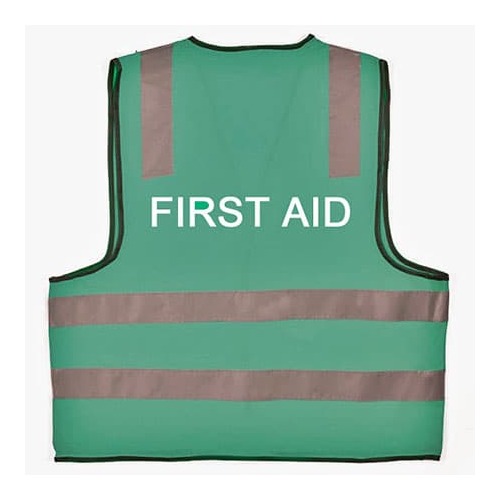 First Aid Vest Green D/N with Reflective Tape - Size XL