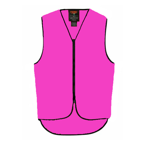 Hi Vis Cotton Vest with Zip Front - Pink