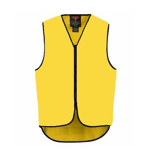 Hi Vis Cotton Vest with Zip Front - Yellow