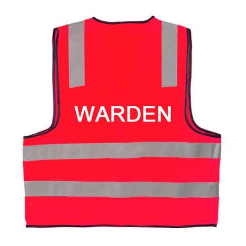 Warden Vest Red D/N with Reflective Tape - Size XL