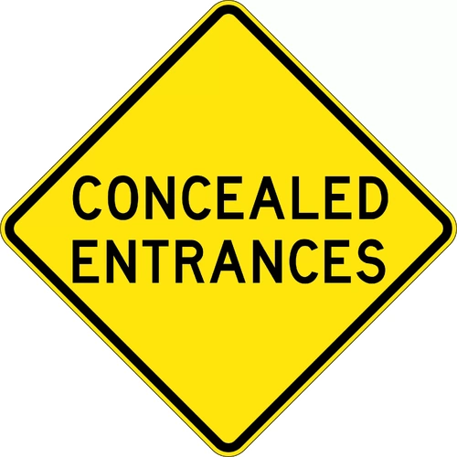 Sign Concealed Entrances 600 x 600 CL1 Aluminium