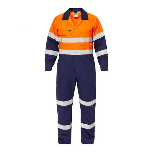WorkCraft Hi Vis Two Tone Cotton Drill Overall With Industrial Laundry Reflective Tape