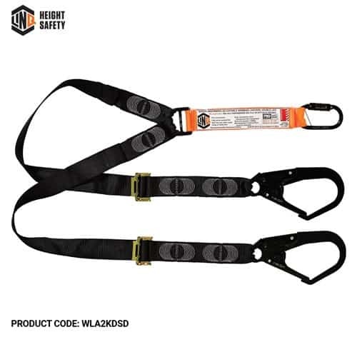 Linq Elite Double Leg Shock Absorbing Lanyard 2m Adjustable with KD & SD x 2